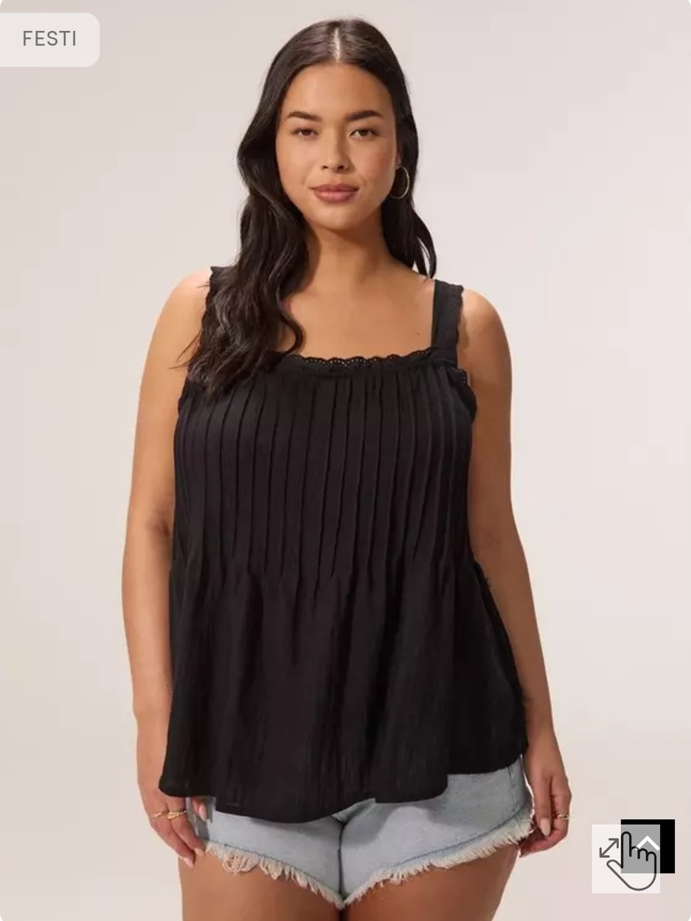 Torrid Black Festi Square Neck Tie Side Tank Top Brand New With Tags Size 2x